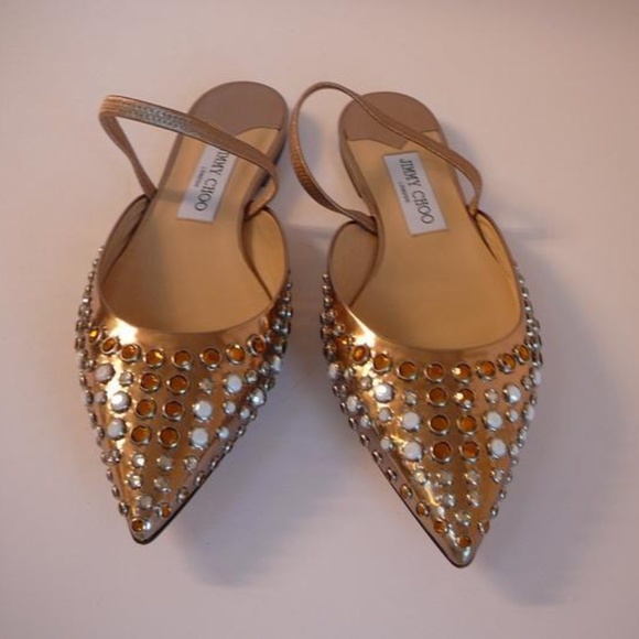Jimmy Choo Shoes - New Jimmy Choo Crystal Metallic Flats